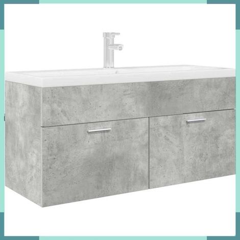 880438 Armoire d'évier avec stockage Gris béton Bois d'ingénierie (1/5)