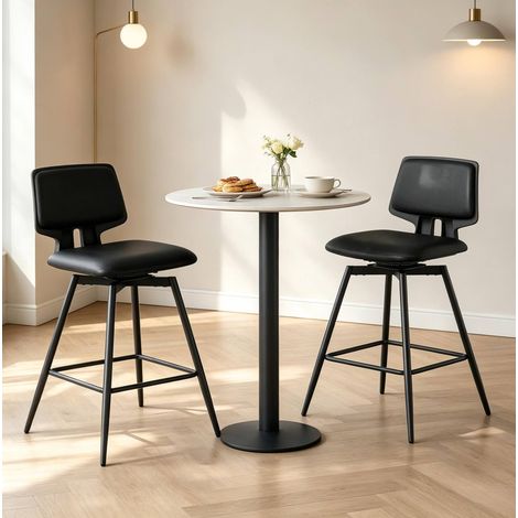 Sgabelli da bar girevoli con schienale ergonomico, set da 2, nero DESVIAE (1/5)