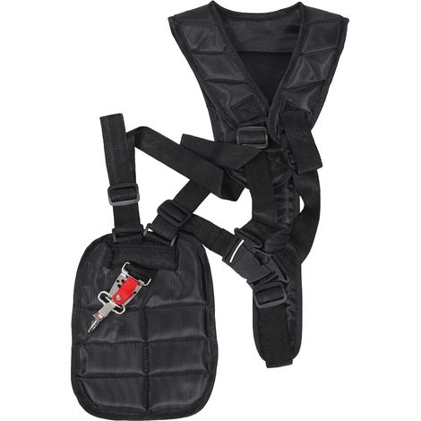 Arnés para desbrozadora con hombreras acolchadas y cinturón ajustable para una jardinería cómoda y segura con distribución uniforme de la carga. (1/5)