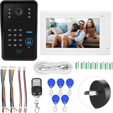 Sonnette WiFi intelligente avec écran LCD 7 pouces, interphone vidéo filaire, contrôle via application, 100-240V (prise AU) (1/5)