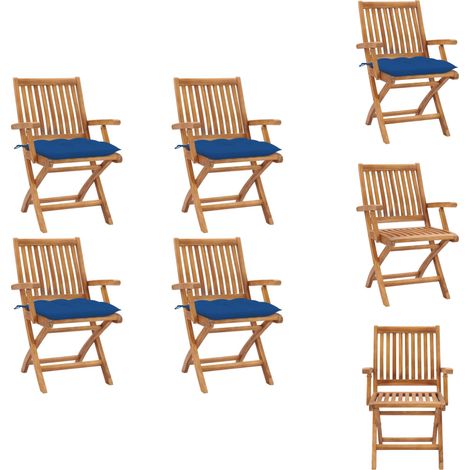 The Living Store Klappbare Gartenstühle mit Kissen 4 Stk. Massivholz Teak - Klappbare Gartenstühle (1/5)
