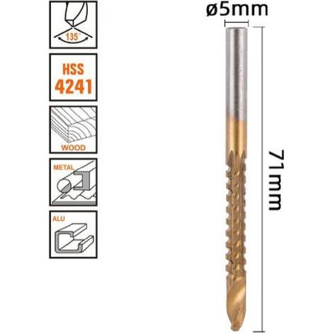Kaela - Punta Trapano Elicoidale ø5mm X 71mm In Titanio Hss 4241 Per Metallo Legno 57149 - (1/2)