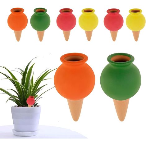 Lot de 8 boules d'irrigation en argile pour l'intérieur et l'extérieur - Maintient l'humidité facilement pendant 3 à 5 jours - 6,5 x 11,5 cm - Respectueux de l'environnement (1/5)