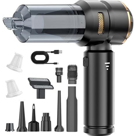 4 en 1 Aspirateur à Main sans Fil 22000Pa,3 Vitesses,6000mAh  Souffleur de Poussière,Vaporisateur Comprimé,Moteur sans Balais,Portable Mini Aspirateur pour Voiture,Cuisine,canapé,Bureau (1/5)