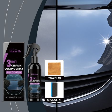 Nano-coating spray for cars, waterproof, stain-resistant, and oil-resistant, three-in-one maintenance and polishing -- 100ml1 + orange square towel1 + blue square sponge1 -- BIEMMEDUE (1/5)