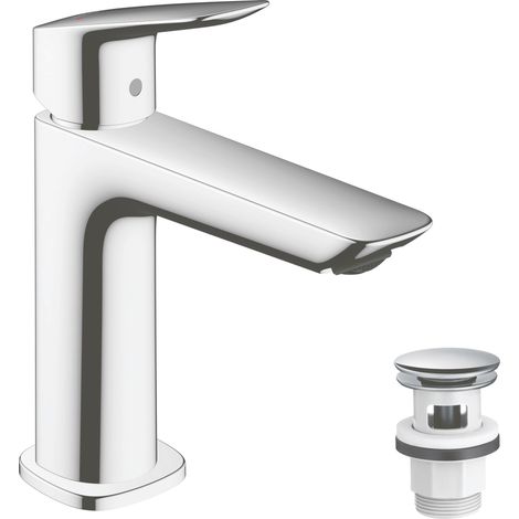 Hansgrohe Logis - Grifo de lavabo Fine 110, con desagüe Push-Open, EcoSmart, cromo 71252000 (1/5)