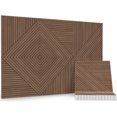 Lot de 6 panneaux acoustiques, autocollants et décoratifs, insonorisants, pour bureau, studio d'enregistrement, salon, chambre à coucher, 180 x 120 cm, teck (1/5)