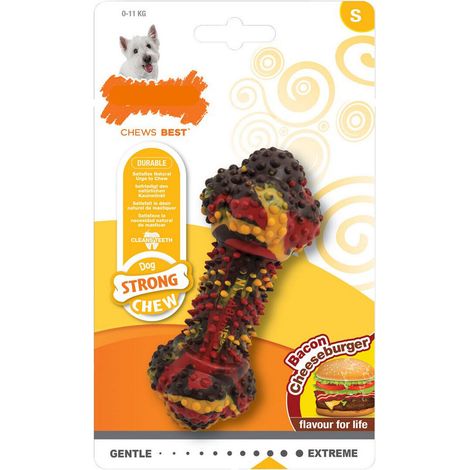 Giocattolo da mordere per cani Nylabone Strong Chew Bacon Formaggio Sandwich, Hamburger Gomma Taglia S