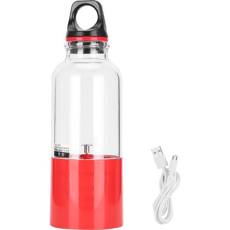 Extracteur de jus de fruits électrique portable avec tête de coupe à deux lames, mixeur, 2600 mAh, pour les voyages et la maison, rechargeable par USB (rouge, 500 ml) (1/5)