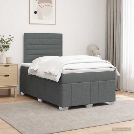 vidaXL Cama box spring con colchón Gris oscuro 120 x 190 cm Tela (1/5)
