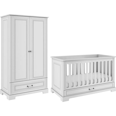 Mitwachsendes Bett 70x140 und 2-türiger Kleiderschrank Bellamy Ines Weiß (1/5)
