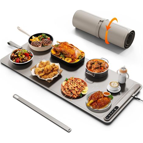 Tapis Chauffant Alimentaire (90x40cm) Grande Plaque chauffante électrique : 7 températures, 500W, minuterie 99h - Tapis roulable XL pour fêtes et Buffet (1/5)