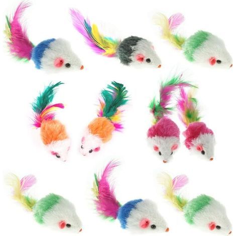 Set of 10 Furry Mouse Toys for Cats and Pets (1/4)