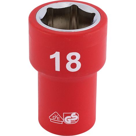 Draper 31724 Draper Expert Fully Insulated VDE Socket, 3/8"" Sq. Dr., 18mm