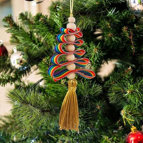 Pendentif sapin de Noël arc-en-ciel, ornement mignon, modèle d'art, artisanat, décoration (1/4)
