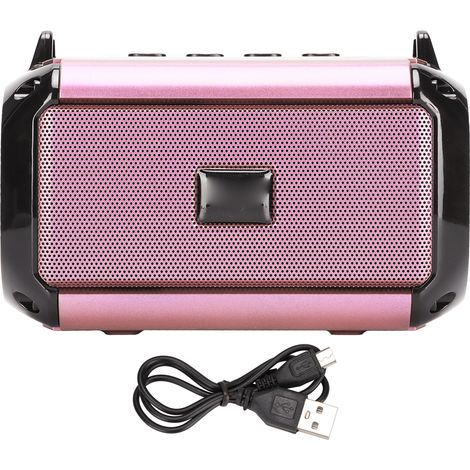 Enceinte Bluetooth Portable 360° Stéréo avec Réduction de Bruit et Câble de Charge - Rose (1/5)