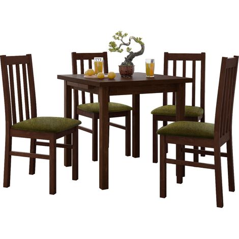 Salle à manger complète Victorville 319, Noix, 76x80x80cm, Diamètre: 0, Nombre de chaises: 4, Style: Contemporary