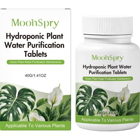 MOONSPRY Hydroponic Plant Water Purification Tablets (40 tablets) - Gentle formula, suitable for the care of all aquatic plants. (1/5)