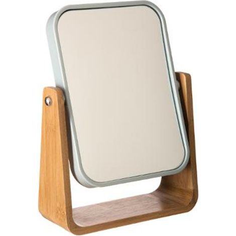 Miroir à poser en bambou rectangulaire 22x16cm - Blanc - SILUMEN (1/4)