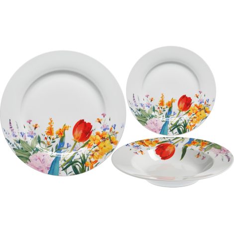 Mopita Tulipano set 18 piatti in fine porcellana bianca