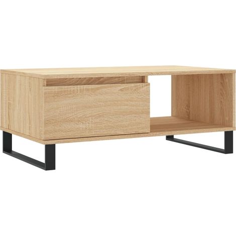 Mesa de centro madera contrachapada roble Sonoma 90x50x36,5 cm vidaXL