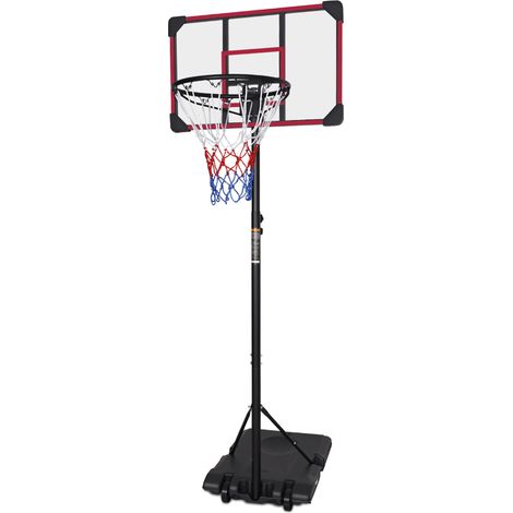 Panier de basketball portable réglable en hauteur de 170 à 213 cm avec roues, panneau rouge sérigraphié, usage intérieur et extérieur (1/5)