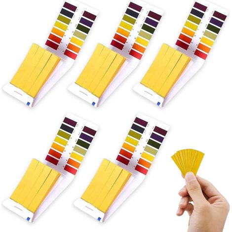 Cinq paquets de bandelettes de test pH, 80 bandelettes par paquet, plage de mesure 1-14, adaptées aux aquariums, aux piscines et aux sols (1/5)