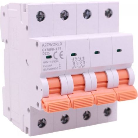 MCB Interruttore Magnetotermico Trifase 380V Curva D 4P 4M 10000A AC 400V IP20 GYM9H-125, Disponibili 80A 100A 125A (C125A)