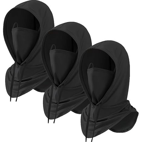 Confezione da 3 Balakraff, protezione solare e protezione UV, maschera integrale traspirante, unisex, adatta per attività come motociclismo e pesca - Nero (1/5)