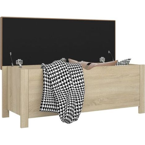 Boîte de Rangement avec Coussin, 105x40x45 cm, Chêne Sonoma, Panneaux de Particules, Organisateur pour Canapé ou Banc (1/5)