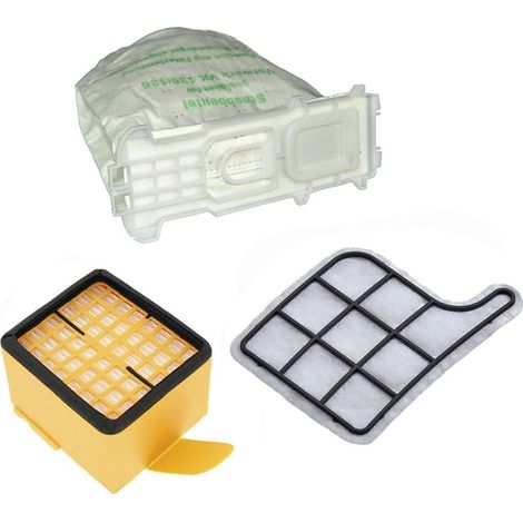 Lot de 12 sacs d'aspirateur & filtre de protection du moteur & filtre hygiénique pour Vorwerk Kobold VK135 FP136 (1/3)
