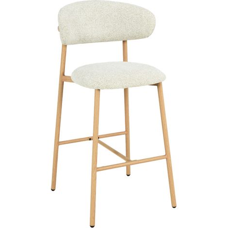 Amadeus - Tabouret de bar en tissu beige assise 65 cm Curve (lot de 2) (1/3)