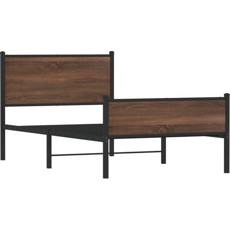 Cadre de lit en métal sans matelas chêne marron 100x190 cm vidaXL (1/5)