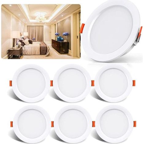 Lot de 6 spots LED encastrés 5W, blanc neutre 4000K, plafonnier intérieur (1/5)