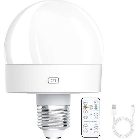 Ampoules rechargeables à piles, 300 lm, culot E26, à vis, pour lampes avec télécommande et variateur - FY- (1/4)
