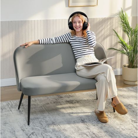 2-Sitzer Sofa Polstercouch Grau 127 x 63 x 84,5 cm OKMYHOME (1/5)