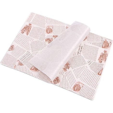 100 Blatt Lebensmittel- und Sandwichpapier, Geschenkpapier, Backkorb-Einlage, fettdichte Verpackung für Kuchen/Geschenke/Käseburger/Sandwiches/Brot (1/5)