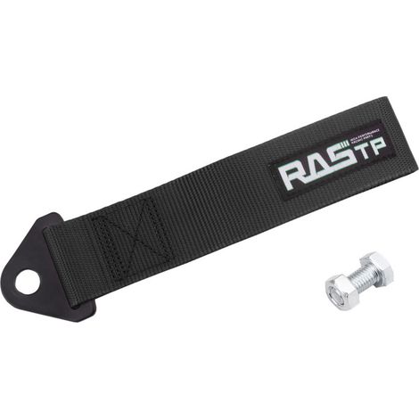Car modification accessories, trendy and personalized front bumper decorations, tow straps, tow ropes - - [RASTP logo] Black (1/4)