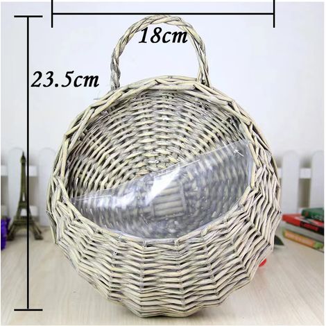 (23,5 cm x 18 cm) Jardinière murale en rotin tressé à la main, panier en rotin tressé, support pour plantes grimpantes, pot de jardin, jardinière murale (1/4)