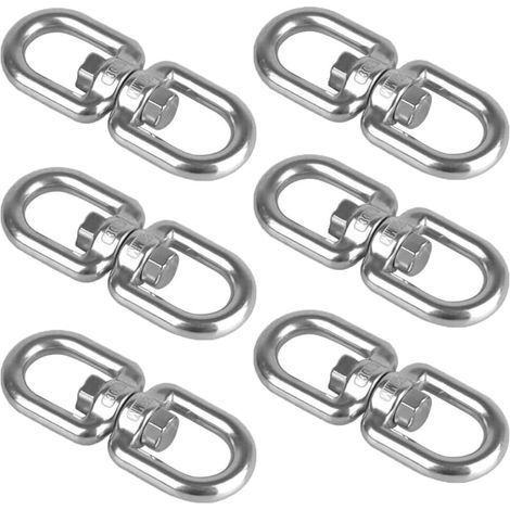 6 Pièces Crochet Pivotant M5 Double Extrémité Anneaux Pivotants en Acier Inoxydable 304 Suspendue Crochet Pivotant pour Balançoires Fauteuils Suspendus Sacs de Sable Cordes Chaînes (1/5)