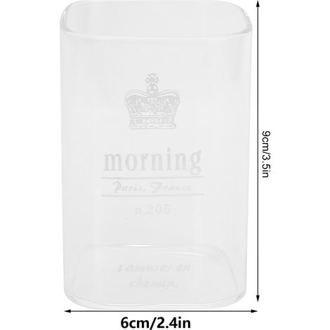 Tasse carrée en verre de 240 ml résistante à la chaleur, motif couronne, pour boissons et ustensiles de cuisine. (1/5)