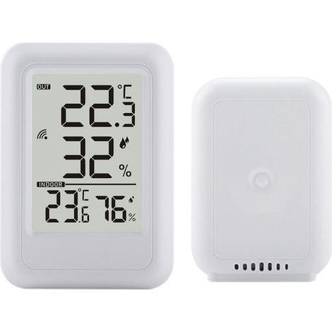 Wetterstation mit Hygrometer 9,9 °C bis 60 °C Feuchtigkeitsmesser für Innen und Außen Kabellos mit Außensensor Digitales Innen /Außenthermometer (1/5)