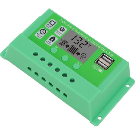 Grüner PWM-Solarladeregler mit großem LCD-Display, 12V/24V PV-Photovoltaik-Solarladeregler, 10A (1/5)