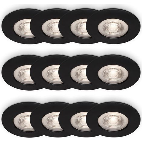 Briloner KULANA Set di 3x4 faretti LED da incasso, IP44, nero opaco, Ø9x2,5 cm