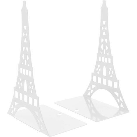 Lot de 2 supports de livres en métal, organisateur de livres en métal, serre-livres réutilisables, supports de livres artisanaux-20.5x12x8.5cm-White (1/2)