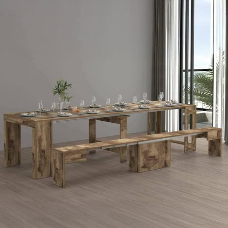 Ensemble Table et chaises Crispin, Composition Polyvalente, Ensemble avec Console et 1 Banc Extensible, 66x25h45 cm, Érable (1/5)