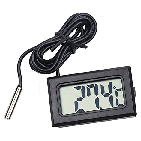 Lot de 5 thermomètres numériques LCD, 1 mètre noir avec sonde, peuvent mesurer la température, adaptés au réfrigérateur, à l'eau, etc. (1/5)