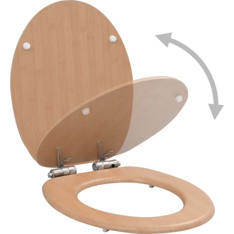 Siège de toilette MDF Couvercle à fermeture en douceur Bambou (1/5)