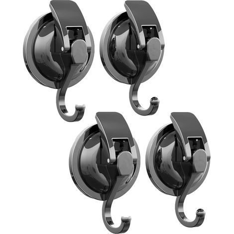 Ganchos con ventosa de 4 piezas, no requieren taladrar, aptos para cocina, baño, oficina y dormitorio, color gris bronce. (1/5)