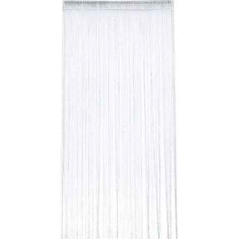 Rideau de porte occultant anti-mouches 100 x 200 cm Moustiquaire pailletée en polyester Décoration murale pour intérieur blanc (1/4)